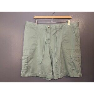 L.L. Bean Cargo Shorts Womens 20 Green Favorite Fit Stretch Pockets Casual